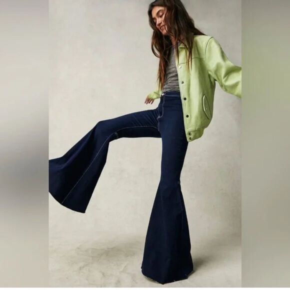 Free People Dark Blue Flare Jeans size 27 - Picture 3 of 12